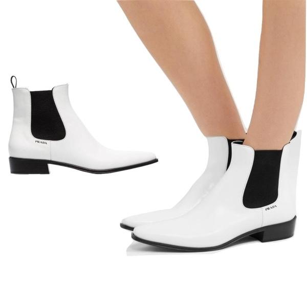 Prada White Leather 30 Ankle Boots