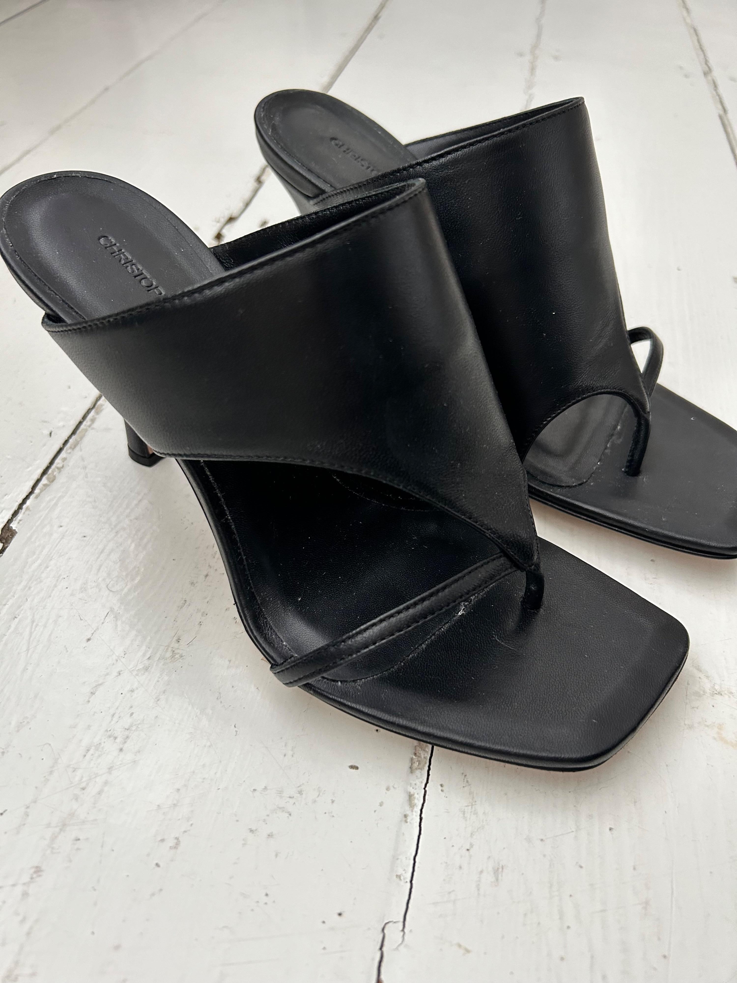 Christopher Esber Black Leather Binx Mules