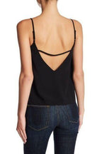 Walter Baker Black Eyelash Walker Lace Trim Cami Top