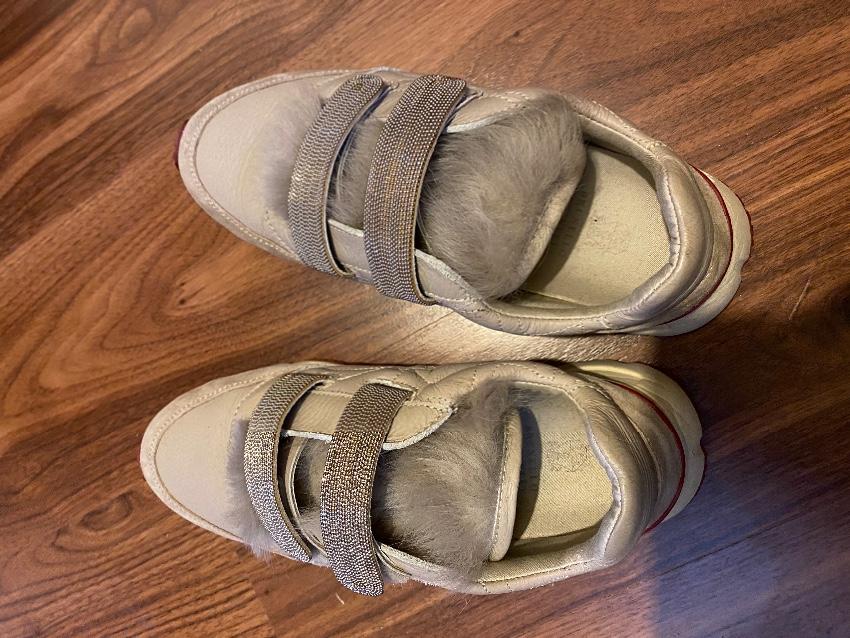 Brunello Cucinelli Sneakers with Fur Tongue & Monilli Bead Straps