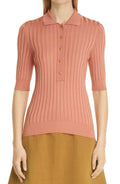 Rose Gold Ribbed Knit Jimmy Polo Shirt