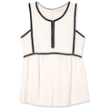Tory Burch Cream Contrast Trim Sleeveless Top