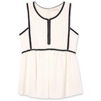Tory Burch Cream Contrast Trim Sleeveless Top