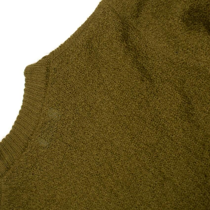 Prada Khaki Semi Sheer Mohair Blend Knit Top