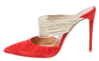 Aquazurra Red and Gold Suede Heels