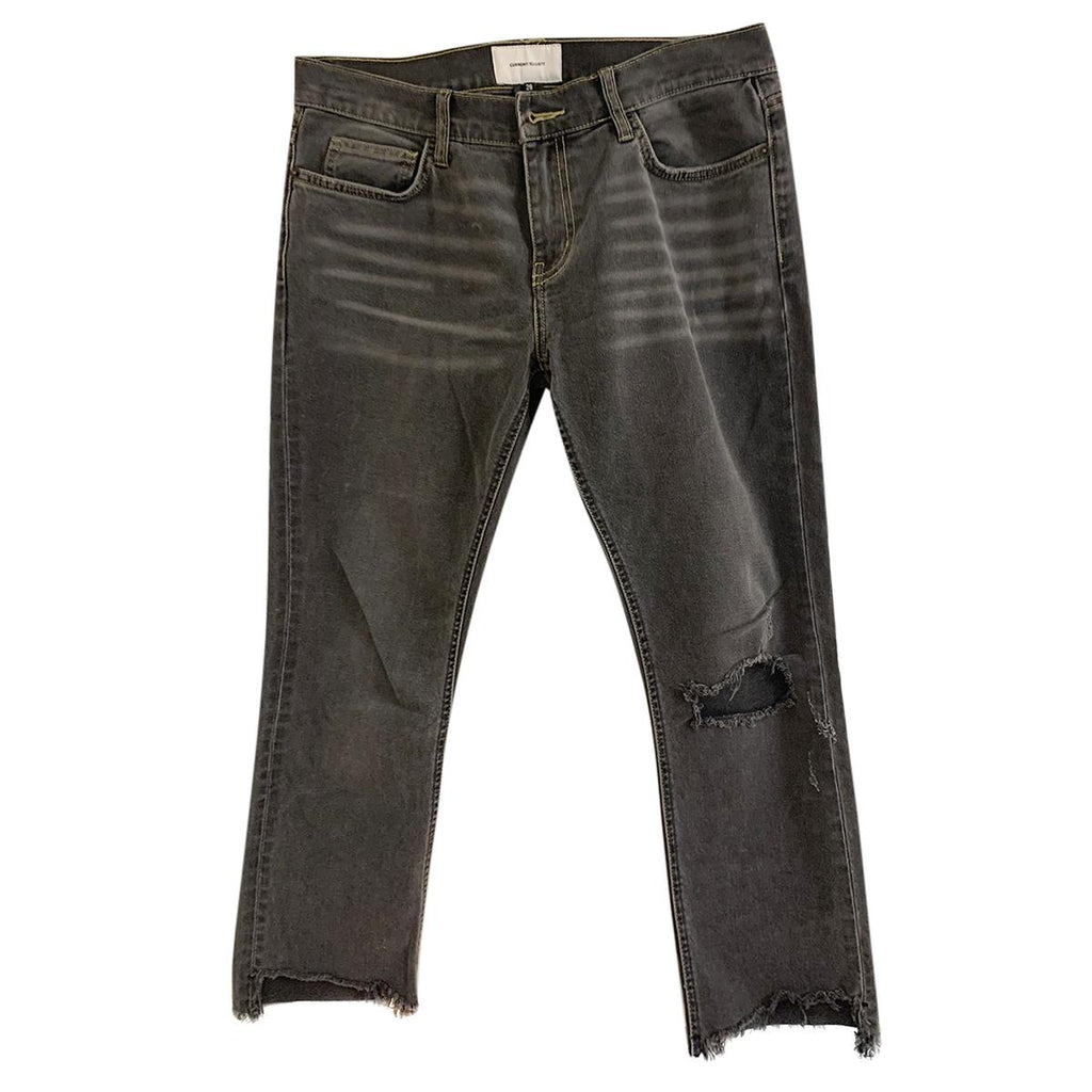 Current/Elliott Grey Distressed Cropped Jeans