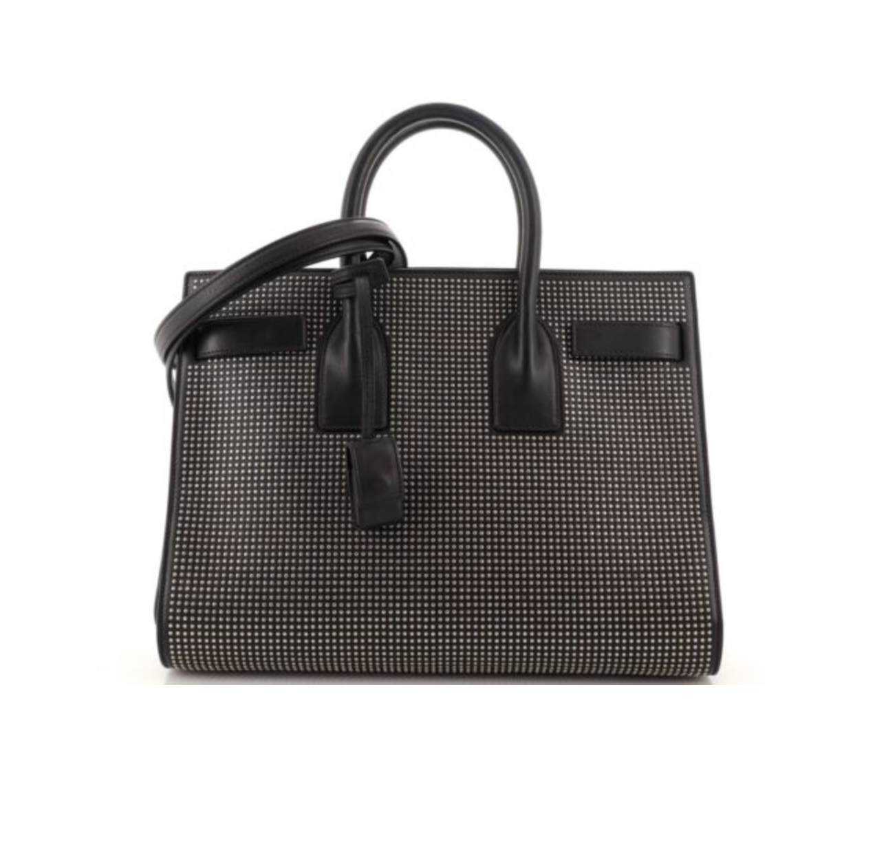 Black Leather Small Studded Sac de Jour Tote Bag