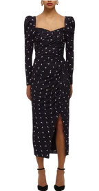 Self Portrait Black Polka Dot Midi Dress