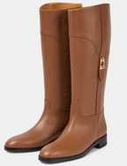 Gucci Tan Brown Leather Knee High Boots