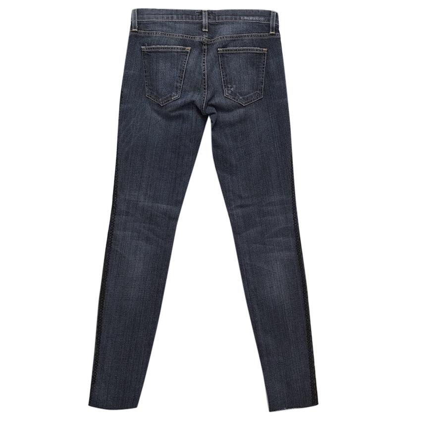 Current Elliot Skinny rolled ankle Jeans with Loved Tux Black Lace