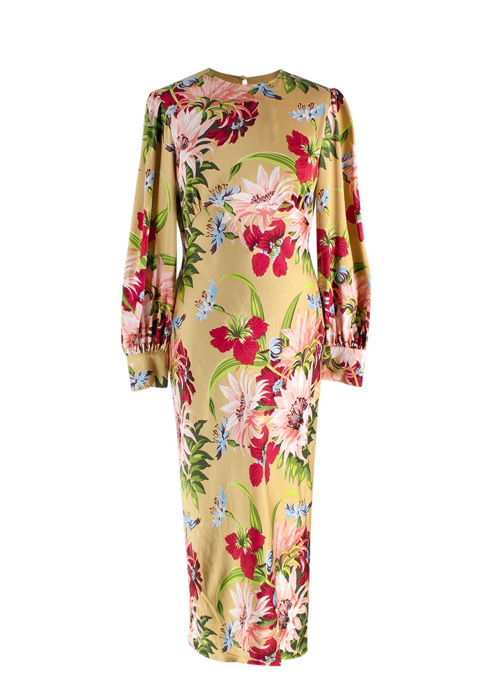 Olivia Von Halle Floral-Print Silk Midi Dress
