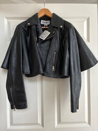 Black Trapeze Leather Biker Jacket