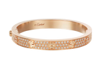 Cartier Full Pave Set Diamond Rose Gold Love Bracelet 17 with box and receipt