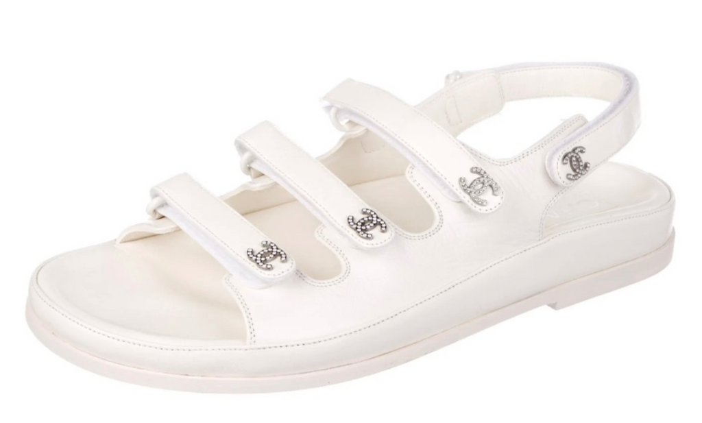Chanel Cream Leather Dad Sandals