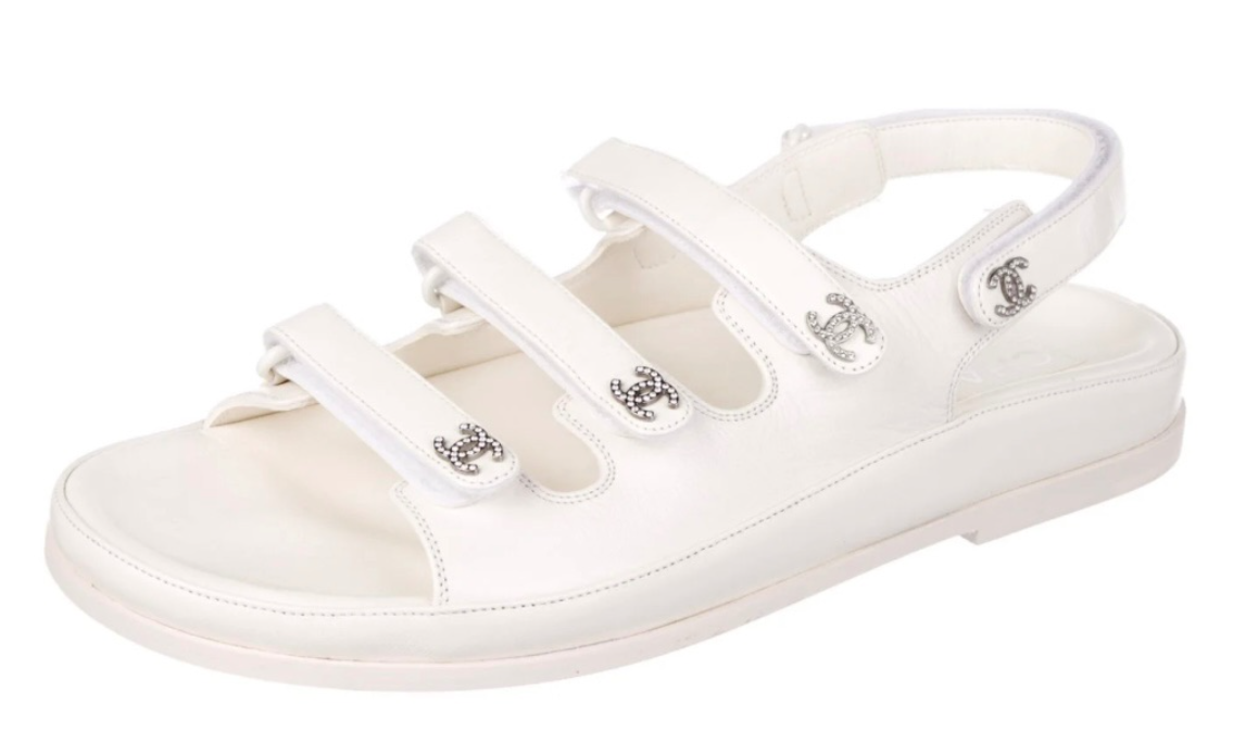 Chanel Cream Leather Dad Sandals