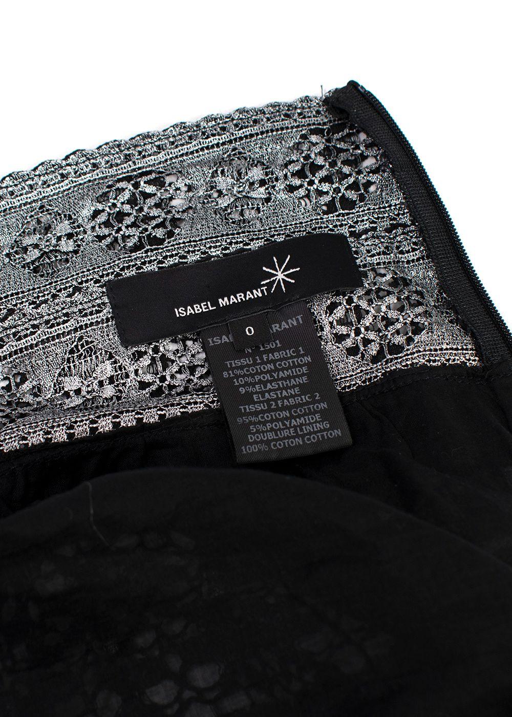 Isabel Marant Silver Crochet Tiered Mini Skirt