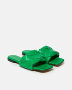 Bottega Veneta Green Leather Slides