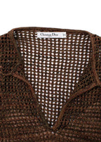 Dior Brown Open Knit Key-hole Neck Jumper