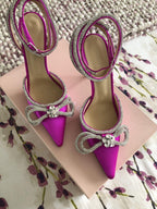 Fuchsia Double Bow Satin Shoes