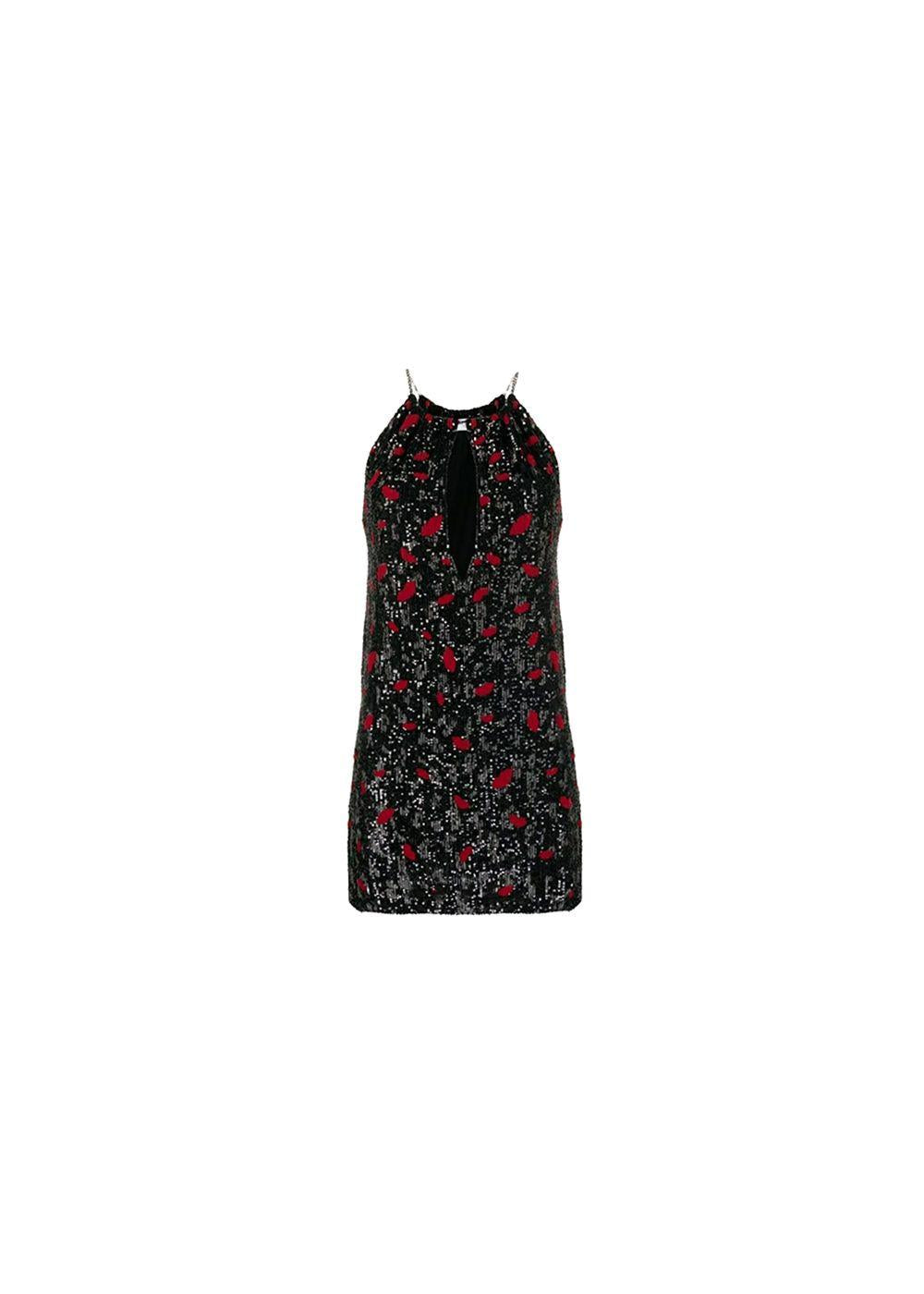 Black & red polka dot sequin dress