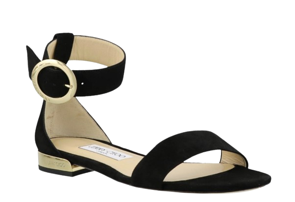 Jimmy Choo Black Suede Flat Sandals