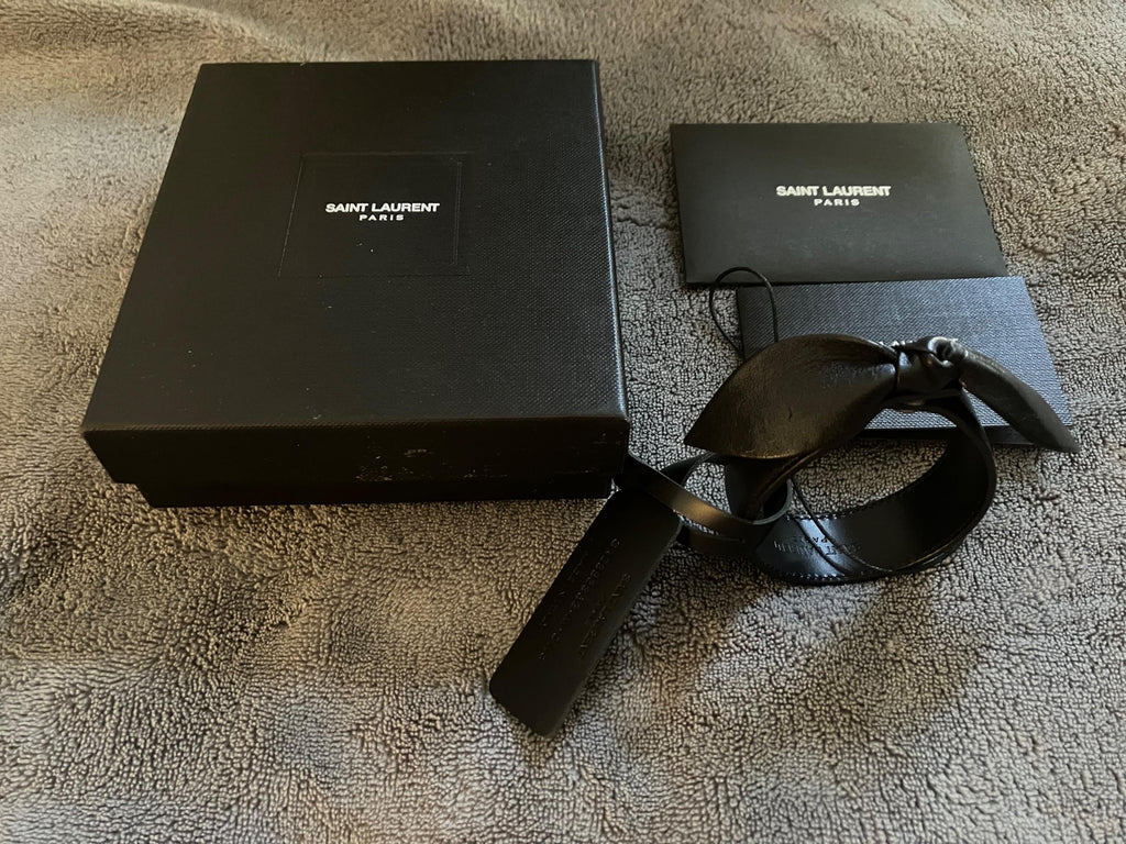 Saint Laurent Black Leather Bow Bracelet