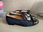 Christian Louboutin Denim Intern Spiked Flats