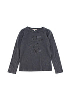 Grey Graphic Printed Long Sleeved Cotton T-Shirt