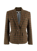 Veronica Beard Brown Houndstooth Woollen Blazer