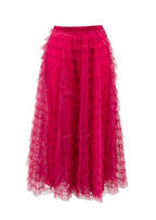 Christian Dior Raspberry Ruffled Tulle Midi Skirt