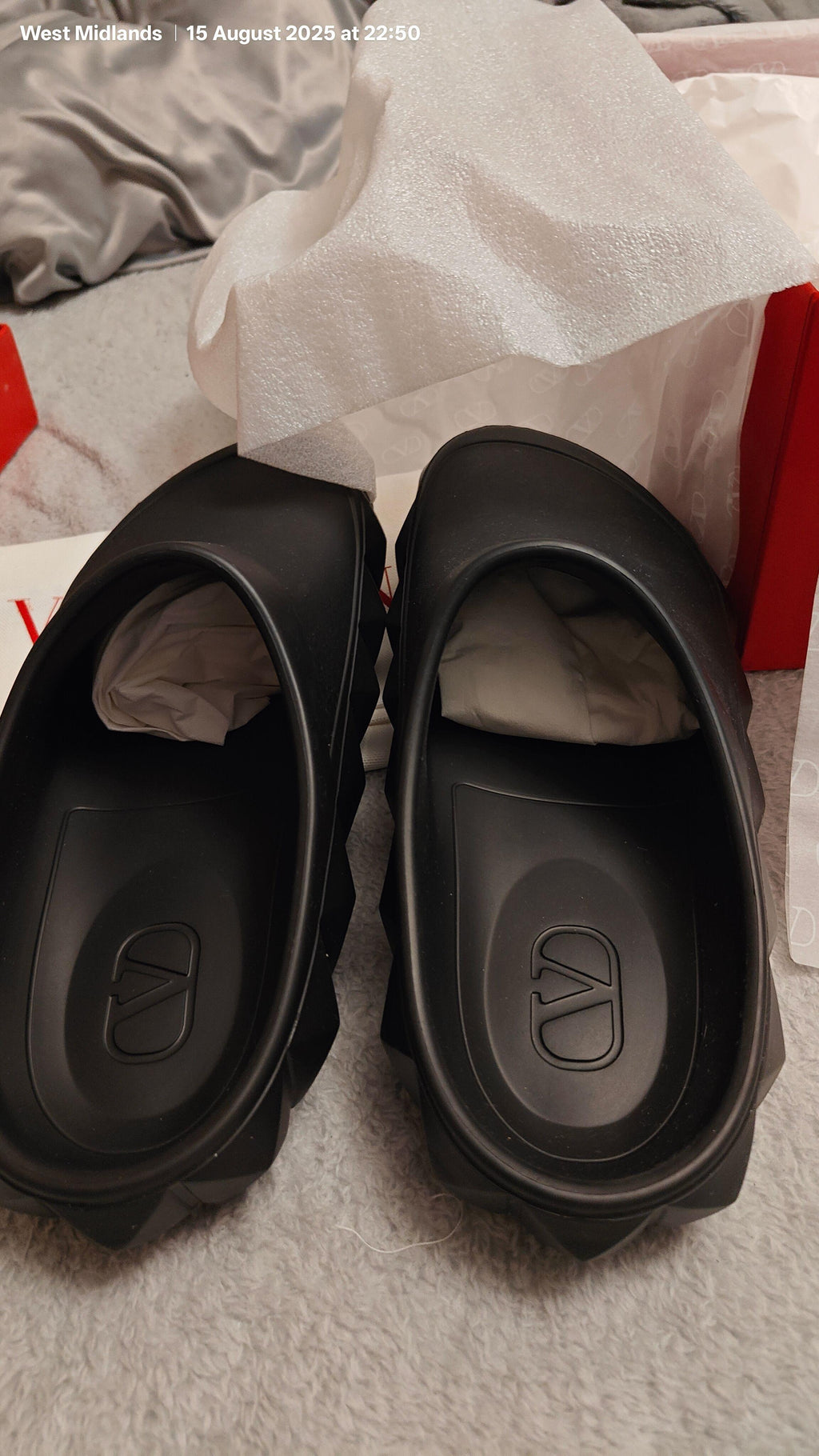 Valentino Black Rubber Slides