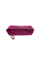 Fuchsia vinyl & leather clutch bag
