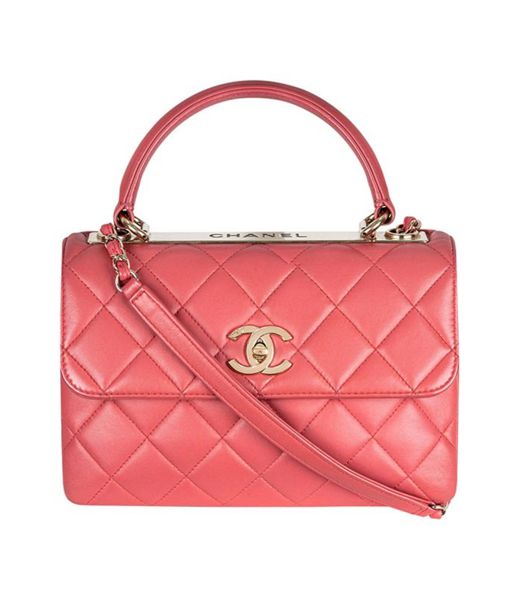 coral-pink lambskin leather small Trendy CC bag