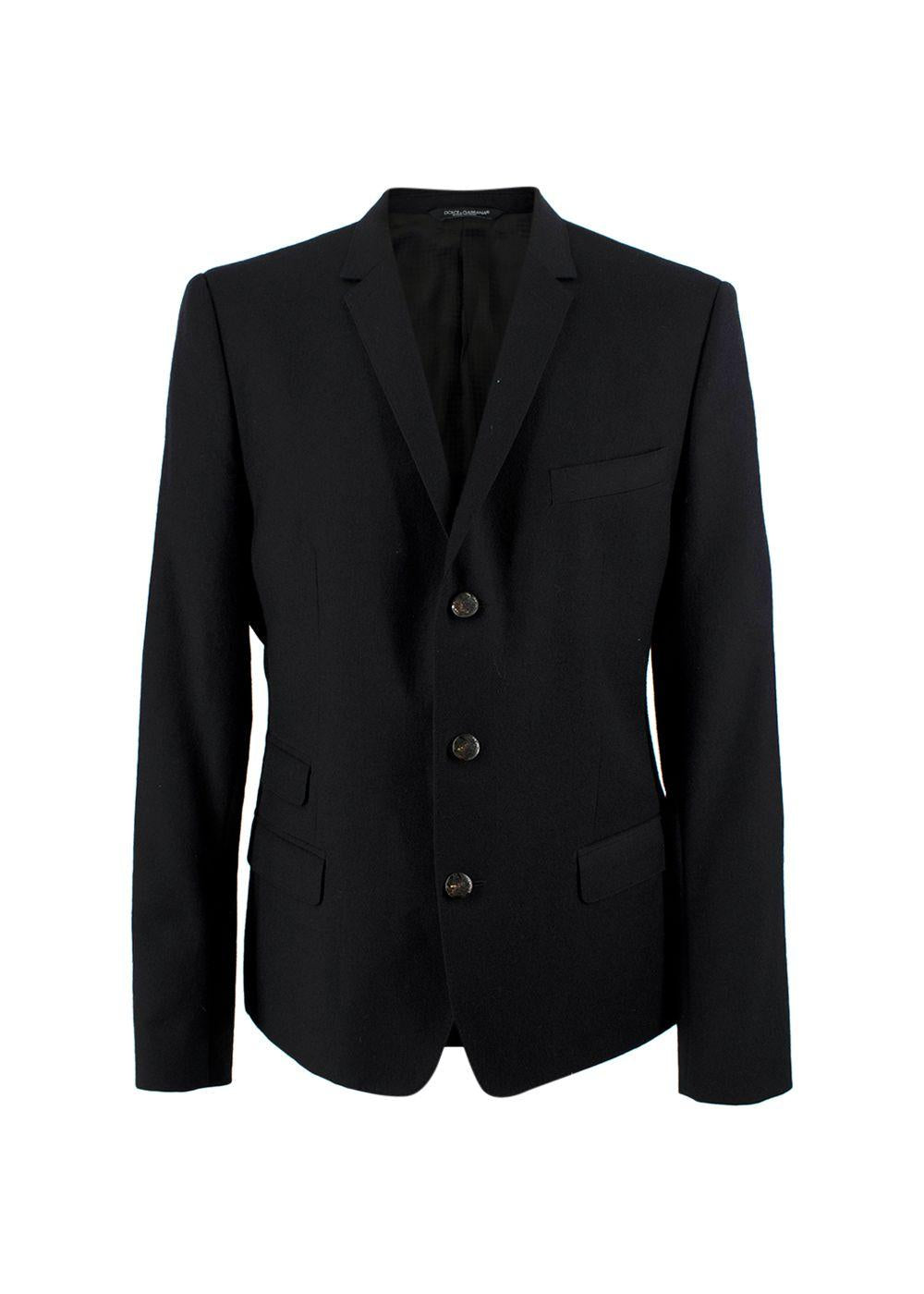 Dolce & Gabbana Black Wool Single Breasted Blazer
