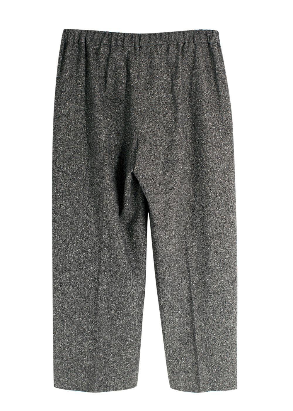 S Max Mara Grey Wide Leg Wool Trousers