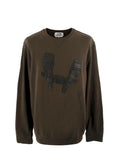 Hermes Brown Crewneck Sweatshirt with Leather Detail