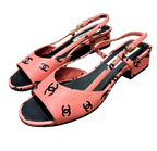 Chanel Pink CC Heeled Sandals