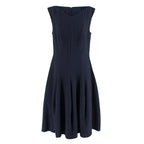 Talbot Runhoff Navy Jacquard Sleeveless A-line dress