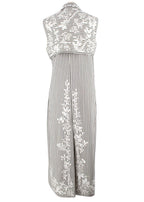 Erdem Floral Embroidered Striped Longline Wrap Jacket