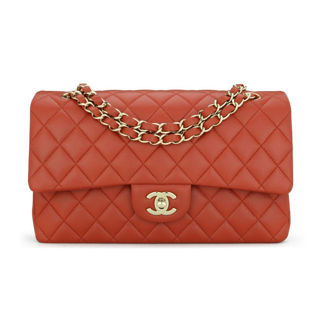 Chanel Brick Red Lambskin Medium Double Flap Bag