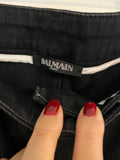 Balmain monochrome black denim biker jeans