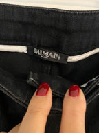 Balmain monochrome black denim biker jeans