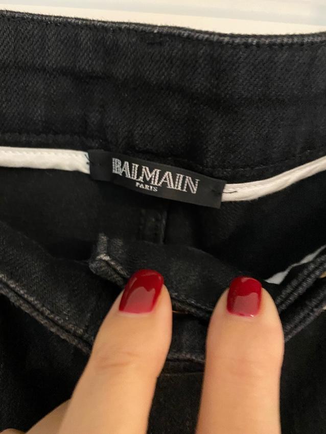 Balmain monochrome black denim biker jeans