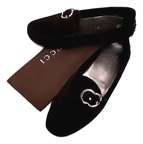 Black Suede Interlocking G Loafers
