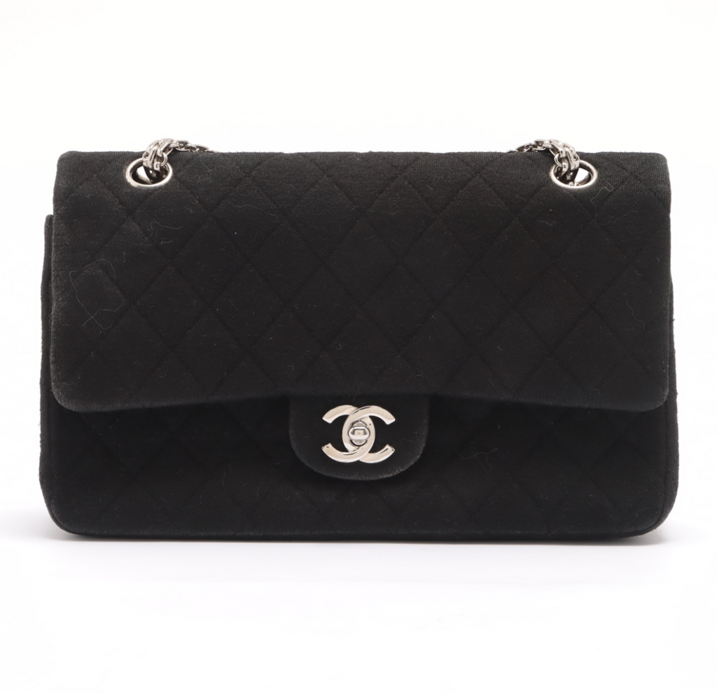 Chanel Timeless Quilted Black Fabric Bag