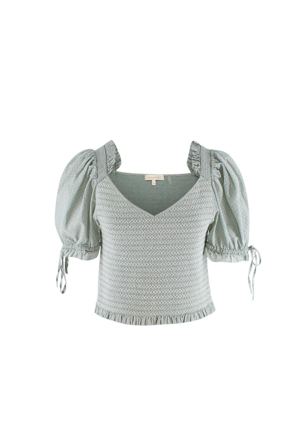 Pale Green Shirred Tilly Smock Top