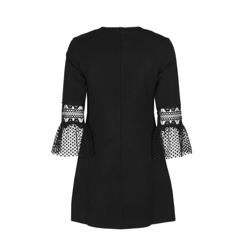Self Portrait Black Lace trimmed mini dress