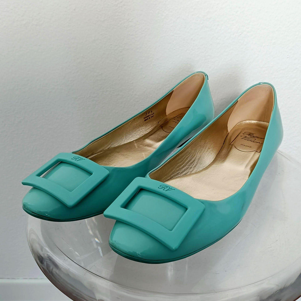 Turquoise Patent Ballerinas