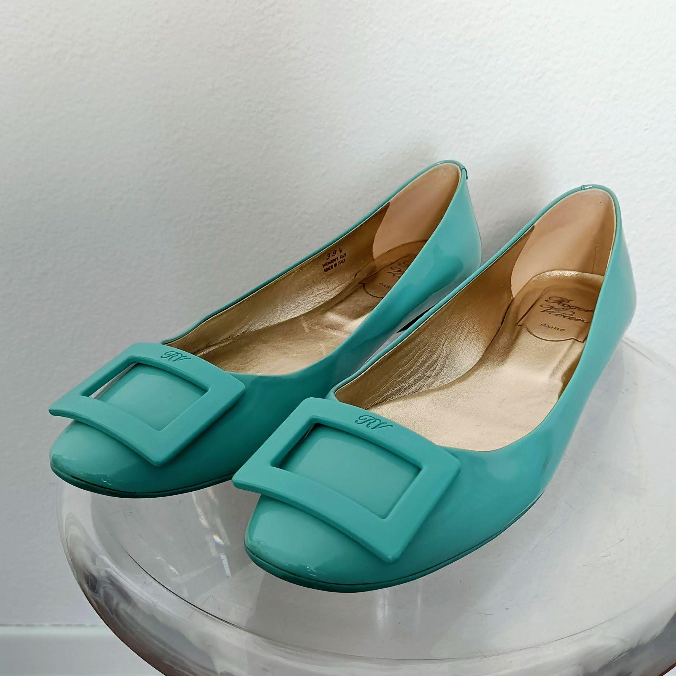Turquoise Patent Ballerinas