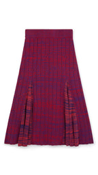 Pink Mix Wool A Line Midi Skirt